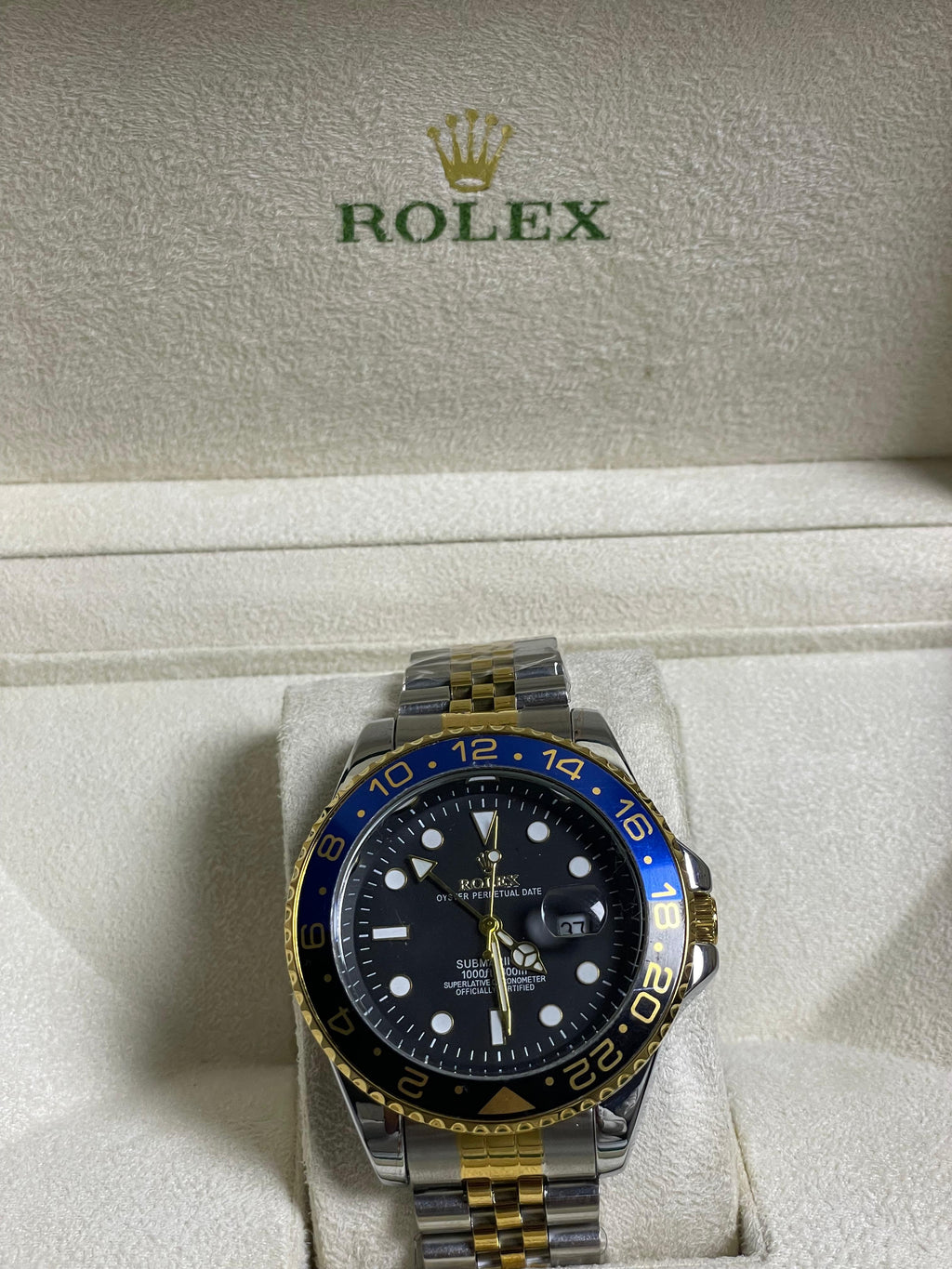 Luxury Rolex GMT-Master II Two-Tone Watch - Black Dial with Blue-Black Rotating Ceramic Bezel