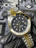 Luxury Rolex GMT-Master II Two-Tone Watch - Black Dial with white-Black Rotating Ceramic Bezel
