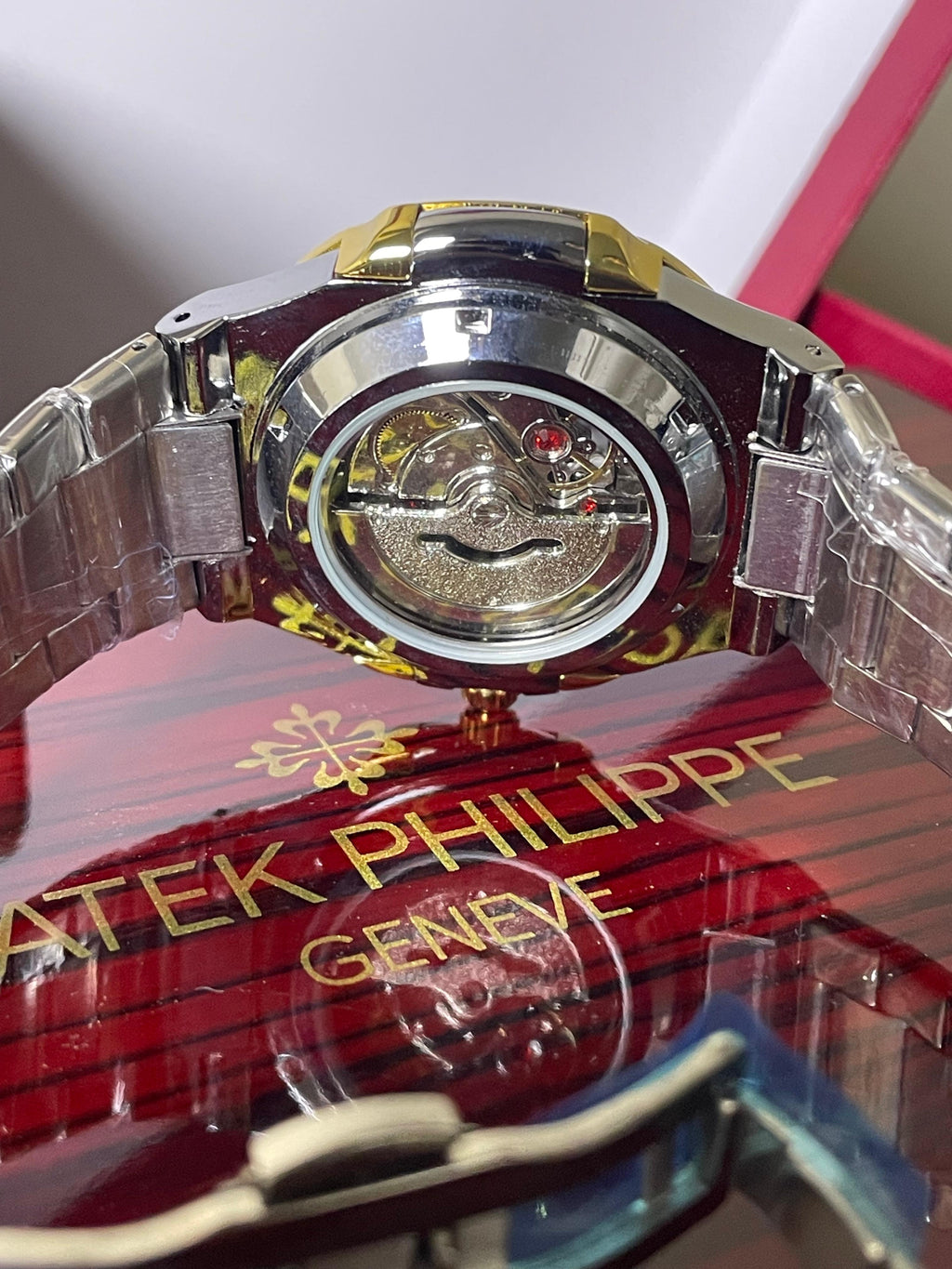 Luxury Patek Philippe Nautilus Two-Tone Watch - Black Dial with Gold Accents